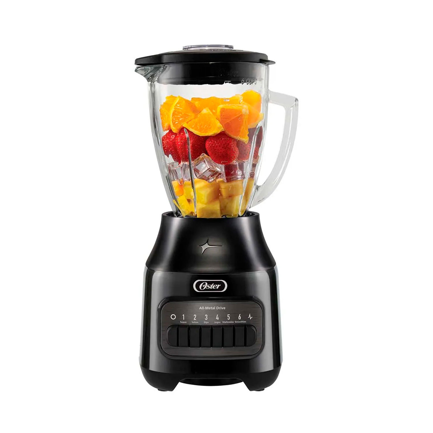 LICUADORA VASO VIDRIO 1.5L 800W 6VEL NEGRA OSTER